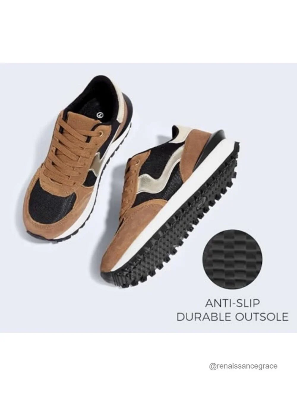 Women's Retro Platform Walking Sneakers with Memory Foam Insole